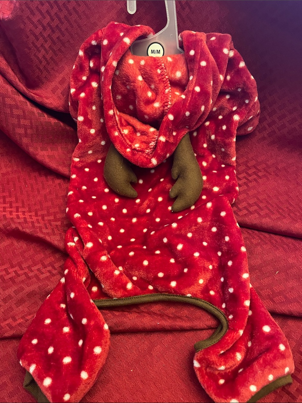 LuvGear Dog Pajamas- Red Polka Dot Plush